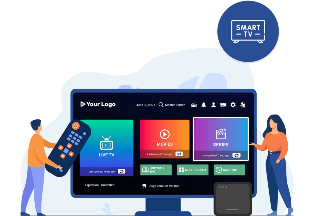 Illustration d’une Smart TV avec une application IPTV